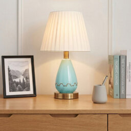 Komore Antique Bronze Ceramic Iron Table Lamp Plug In Bedside Study Reading Lamp - thumbnail 3