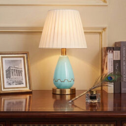 Komore Antique Bronze Ceramic Iron Table Lamp Plug In Bedside Study Reading Lamp - thumbnail 4