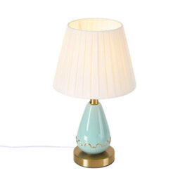 Komore Antique Bronze Ceramic Iron Table Lamp Plug In Bedside Study Reading Lamp - thumbnail 5