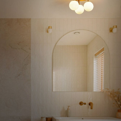 Beliani Three-Light Brass Ceiling Light With Milky White Glass Globes, 27 X 27 X 17 Cm - image 1