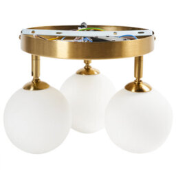 Beliani Three-Light Brass Ceiling Light With Milky White Glass Globes, 27 X 27 X 17 Cm - thumbnail 4
