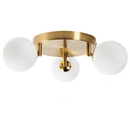 Beliani Three-Light Brass Ceiling Light With Milky White Glass Globes, 27 X 27 X 17 Cm - thumbnail 2