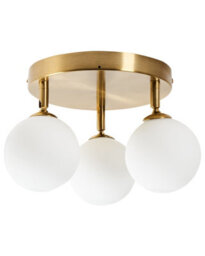 Beliani Three-Light Brass Ceiling Light With Milky White Glass Globes, 27 X 27 X 17 Cm - thumbnail 3