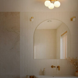 Beliani Three-Light Brass Ceiling Light With Milky White Glass Globes, 27 X 27 X 17 Cm - thumbnail 1