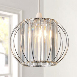 Harper Living Easy Fit  Shade, Chrome Ceiling Light Shade 27Cm - Modern Lampshade For Bedroom, Kitchen, Living Room - thumbnail 2