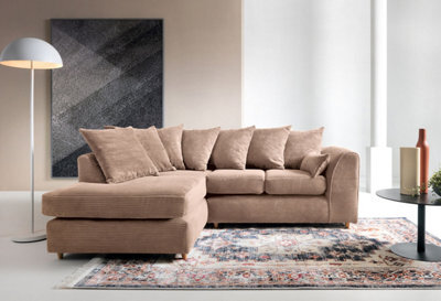 Abakus Direct Jumbo Brown Cord Left Facing Corner Sofa For Living Room With Thick Luxury Deep Filled Cushioning - image 1