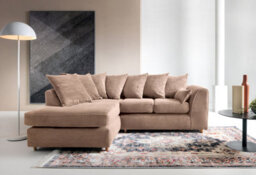 Abakus Direct Jumbo Brown Cord Left Facing Corner Sofa For Living Room With Thick Luxury Deep Filled Cushioning - thumbnail 1