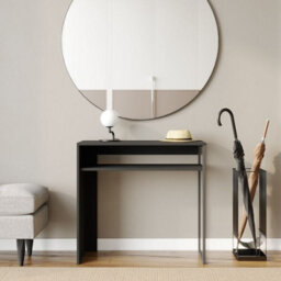 Urbn-Living Urbnliving 75Cm Height Wooden & Steel Console Display Table Living Room Hallway With Storage Shelf Black Colour - thumbnail 2