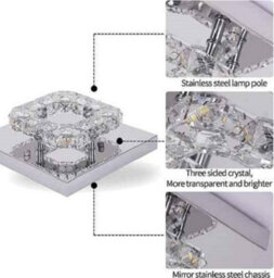 Modern Led Crystal Ceiling Light, Minimalist Flush Mount Lamp For Living Room & Bedroom - thumbnail 8