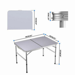Camping Table Folding Light Weight Portable Aluminium Frame Outdoor Picnic Black - thumbnail 2