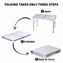 Camping Table Folding Light Weight Portable Aluminium Frame Outdoor Picnic Black - thumbnail 4