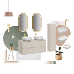 Impact Furniture Double Vanity Unit Beige Bathroom 1200mm Sink Cabinet Drawers Wall Storage Countertop Worktop Fluted Ribbed Cashmere Adel - thumbnail 4