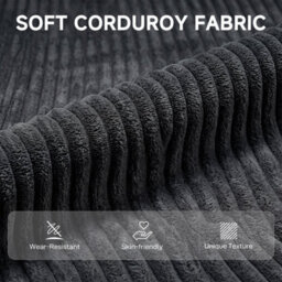 Dark Grey 2 Seater Sofa 118 Cm Corduroy Small Loveseat Sofa With Spring Cushion - thumbnail 3