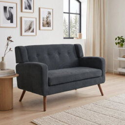 Dark Grey 2 Seater Sofa 118 Cm Corduroy Small Loveseat Sofa With Spring Cushion - thumbnail 4