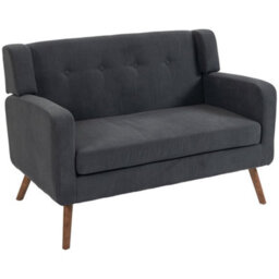 Dark Grey 2 Seater Sofa 118 Cm Corduroy Small Loveseat Sofa With Spring Cushion - thumbnail 5