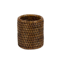 Dibor Premium Brown Rattan Home Office Desk Organiser Pen Pot - thumbnail 2