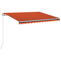 Berkfield Manual Retractable Awning With Led 300X250 Cm Orange And Brown - thumbnail 2