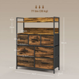 Wyld Haus Haco Vama 7-Drawer Fabric And Wood Rustic Brown Storage Chest With Shelves 79Cm. - thumbnail 3