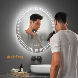 Emke 60Cm Round Bathroom Led Mirror With Demister And 3 Light Dimmable Colors - thumbnail 3