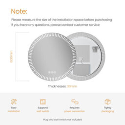 Emke 60Cm Round Bathroom Led Mirror With Demister And 3 Light Dimmable Colors - thumbnail 5