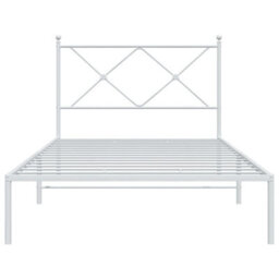 Berkfield Metal Bed Frame Without Mattress With Headboard White 107X203Cm - thumbnail 4