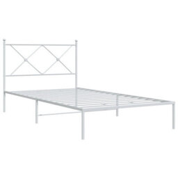 Berkfield Metal Bed Frame Without Mattress With Headboard White 107X203Cm - thumbnail 3
