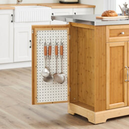 Sobuy Fkw130-N,kitchen Rolling Island With Extendable Stainless Steel Worktop And Adjustable Shelves For Dining Room - thumbnail 9