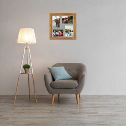 AK Frames 12X12 Rustic Oak Modern Multi Photo Frame With Silver Mount - Holds 4 Apertures (4X) 6X4 Photos - thumbnail 3