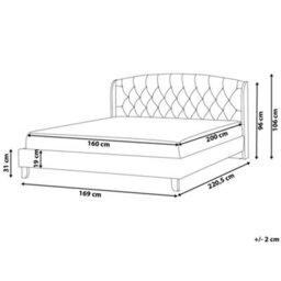 Beliani Bed Fabric Bordeaux 160 X 200 Cm (Eu King Size) Light Grey - thumbnail 3