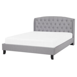 Beliani Bed Fabric Bordeaux 160 X 200 Cm (Eu King Size) Light Grey - thumbnail 1