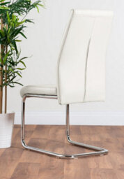 Furniturebox Uk Leonardo Glass And Chrome Metal Dining Table And 6 White Lorenzo Leather Chairs - thumbnail 6