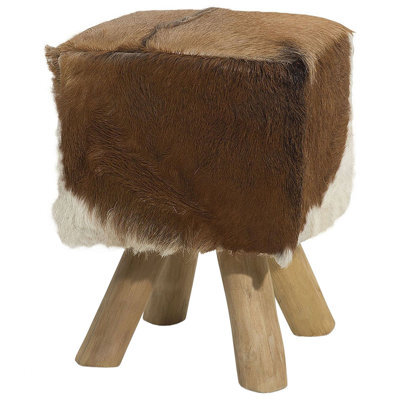 Beliani Footstool Dalton Leather Brown - image 1