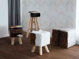 Beliani Footstool Dalton Leather Brown - thumbnail 2