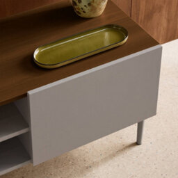 Sweeek - Tv Stand Metal With Wood Decor 2 Doors 140 Cm Grey And Walnut - Ashton - thumbnail 8