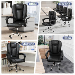 Onemill Executive Ergonomic Pu Leather Office Chair With Tilt Function-Black - thumbnail 9