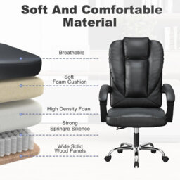 Onemill Executive Ergonomic Pu Leather Office Chair With Tilt Function-Black - thumbnail 5