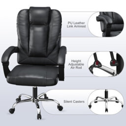 Onemill Executive Ergonomic Pu Leather Office Chair With Tilt Function-Black - thumbnail 6