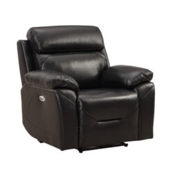 Furniture Instore Renato Black Leather Electric Recliner Chair - thumbnail 1