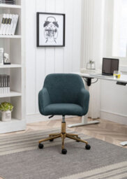Matteo Green Teddy Velvet Adjustable Swivel Home Office Chair With Gold Legs - thumbnail 5