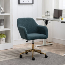 Matteo Green Teddy Velvet Adjustable Swivel Home Office Chair With Gold Legs - thumbnail 1