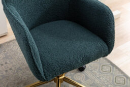 Matteo Green Teddy Velvet Adjustable Swivel Home Office Chair With Gold Legs - thumbnail 2