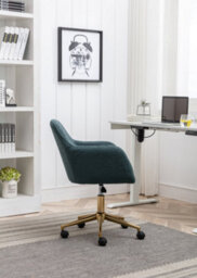 Matteo Green Teddy Velvet Adjustable Swivel Home Office Chair With Gold Legs - thumbnail 8