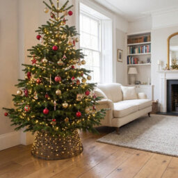 Pre-Lit Christmas Brown Vine Weave Tree Skirt With 400 Warm White Led Micro-Lights - thumbnail 4
