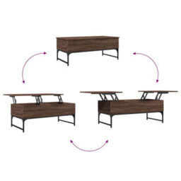 Berkfield Coffee Table Brown Oak 100X50X40 Cm Engineered Wood And Metal - thumbnail 8