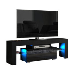 Tv Unit Floe 130Cm - Black With Gloss Doors - thumbnail 4