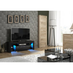 Tv Unit Floe 130Cm - Black With Gloss Doors - thumbnail 2