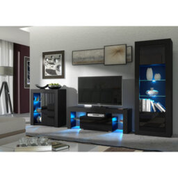 Tv Unit Floe 130Cm - Black With Gloss Doors - thumbnail 5