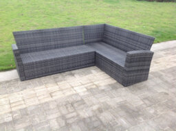Fimous 9 Seater High Back Rattan Garden Furniture Set Corner Sofa With Oblong Coffee Table And 3 Footstool - thumbnail 4