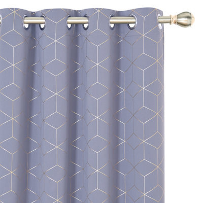 Deconovo Eyelet Blackout Curtains, Thermal Insulated Curtains, Gold Diamond Printed Curtains, W52 X L72 Inch, Light Purple, 1 Pair - image 1