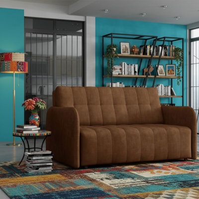 Viva Grand Iii Living Room Sofa Bed With Sleeping Function Wooden Legs Wooden Frame And Storage 85X145X98Cm Brown - image 1